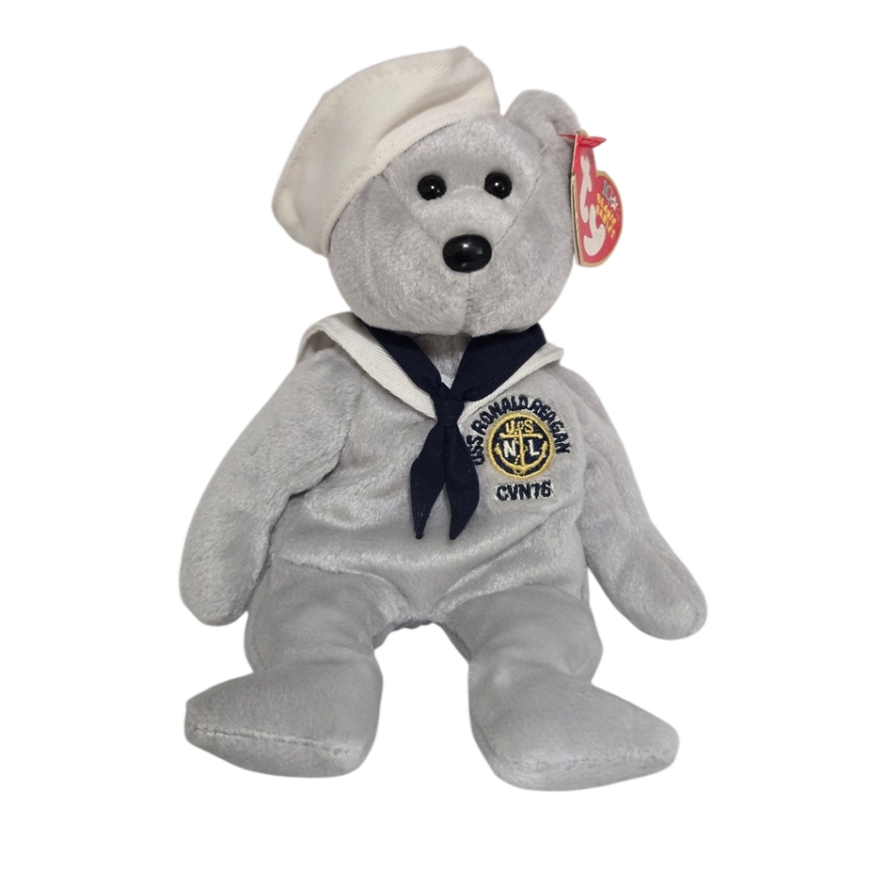 Ty Beanie Baby Ronnie USS Ronald Reagan Navy Sailor Bear Vintage
